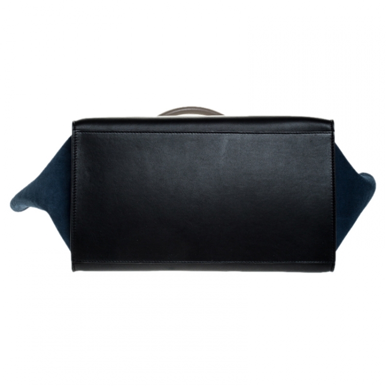 Pre Owned Celine Tri Color Leather and Suede Large Trapeze Bag