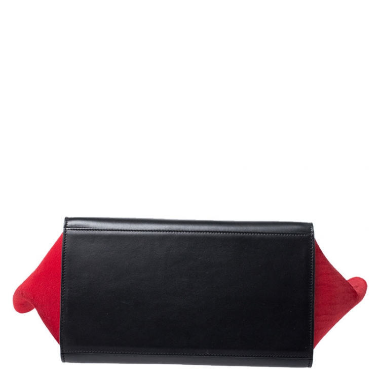 Pre Owned Celine Tricolor Leather and Calfhair Medium Trapeze Bag