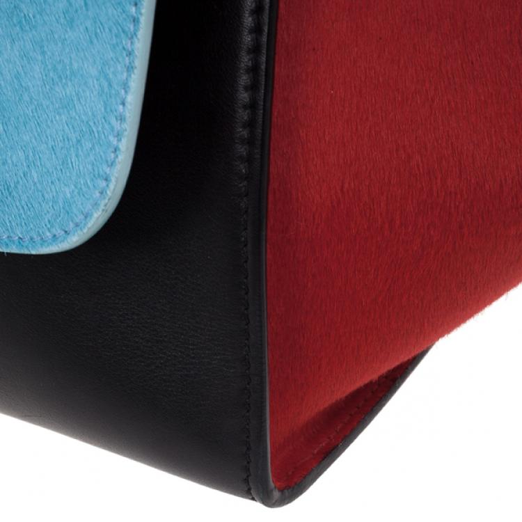 Pre Owned Celine Tricolor Medium Pony Hair Trapeze Bag