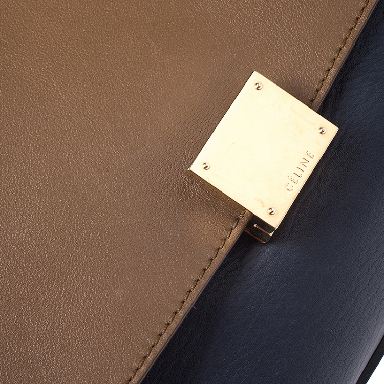 Pre Owned Celine Tricolor Leather and Suede Medium Trapeze Bag
