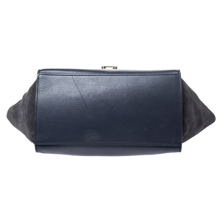 Pre Owned Celine Tricolor Leather and Suede Medium Trapeze Bag