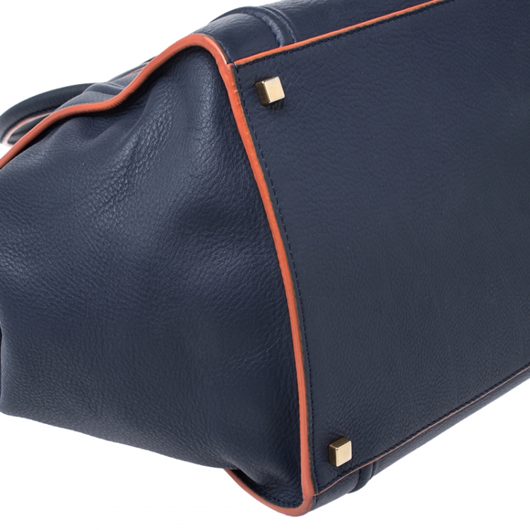 Pre Owned Celine Navy Blue Leather Medium Phantom Luggage Tote 