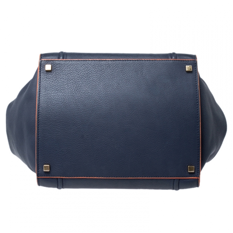 Pre Owned Celine Navy Blue Leather Medium Phantom Luggage Tote 