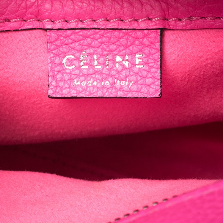 مملوكة مسبقًا Celine Neon Pink Leather Nano Luggage Tote