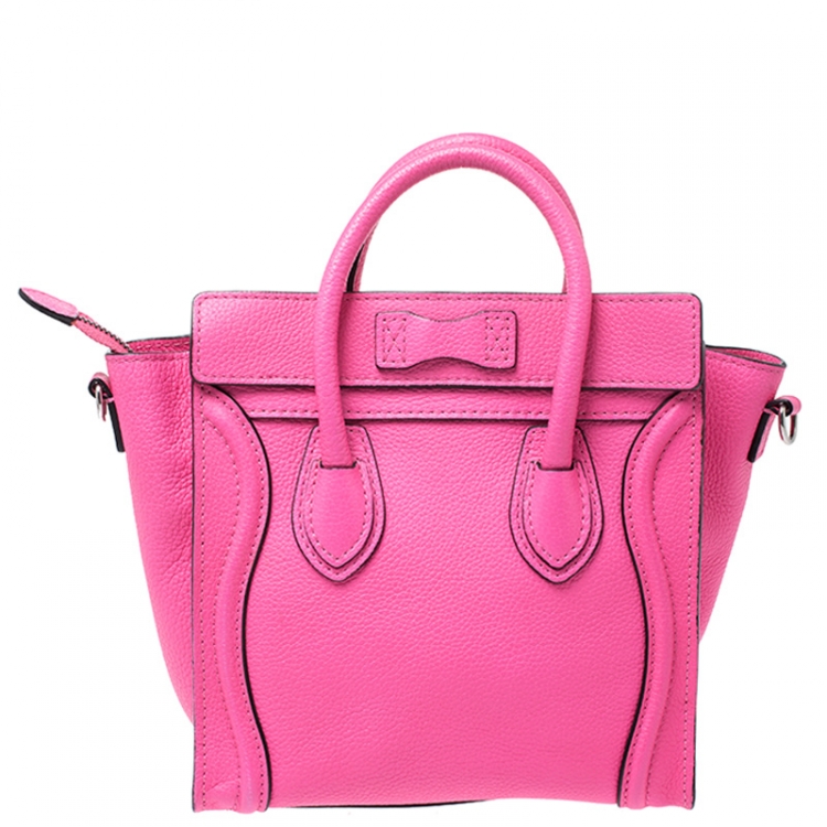 مملوكة مسبقًا Celine Neon Pink Leather Nano Luggage Tote