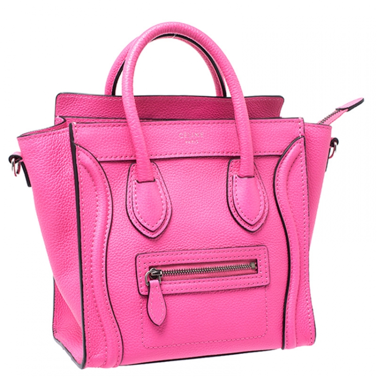 مملوكة مسبقًا Celine Neon Pink Leather Nano Luggage Tote
