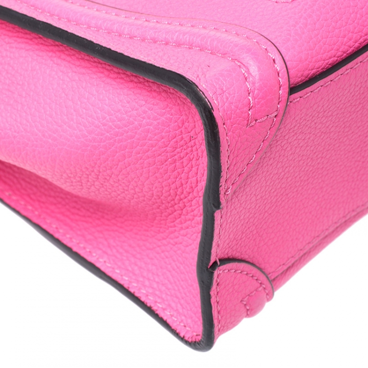 مملوكة مسبقًا Celine Neon Pink Leather Nano Luggage Tote