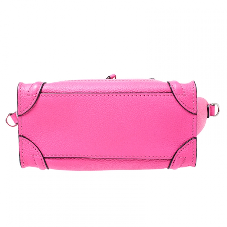 مملوكة مسبقًا Celine Neon Pink Leather Nano Luggage Tote