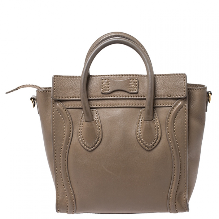 Pre Owned Celine Beige Leather Nano Luggage Tote