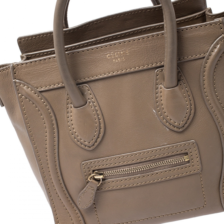 Pre Owned Celine Beige Leather Nano Luggage Tote