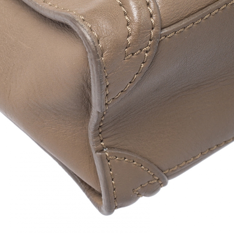 Pre Owned Celine Beige Leather Nano Luggage Tote