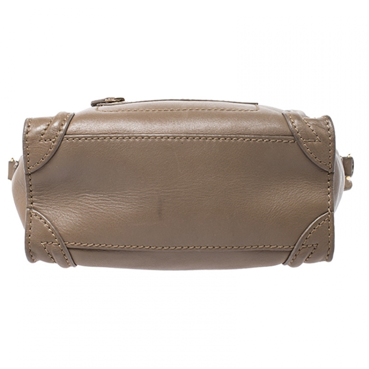 Pre Owned Celine Beige Leather Nano Luggage Tote