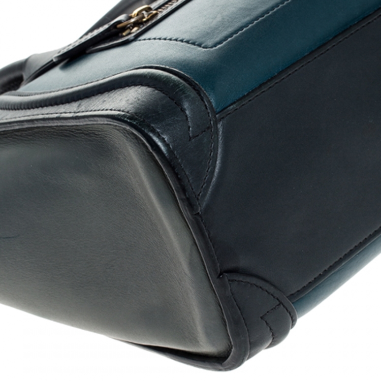 Pre Owned Celine Tri Color Leather Nano Luggage Tote