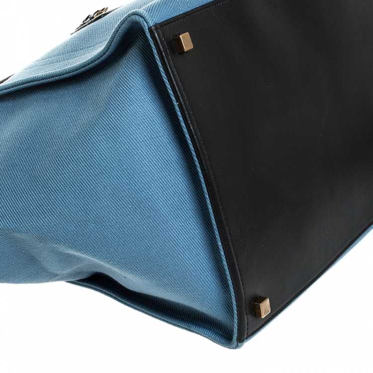 Pre Owned Celine Light Blue Denim Medium Phantom Luggage Tote