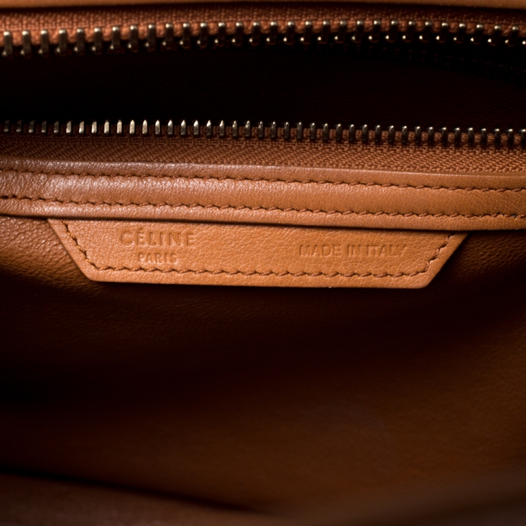 Pre Owned Celine Tan Leather Micro Luggage Tote