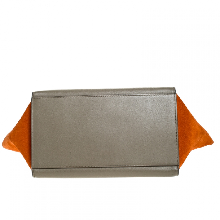 م�ملوكة مسبقًا Celine Tri Color Leather and Suede Medium Trapeze Bag