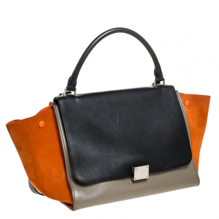 مملوكة مسبقًا Celine Tri Color Leather and Suede Medium Trapeze Bag
