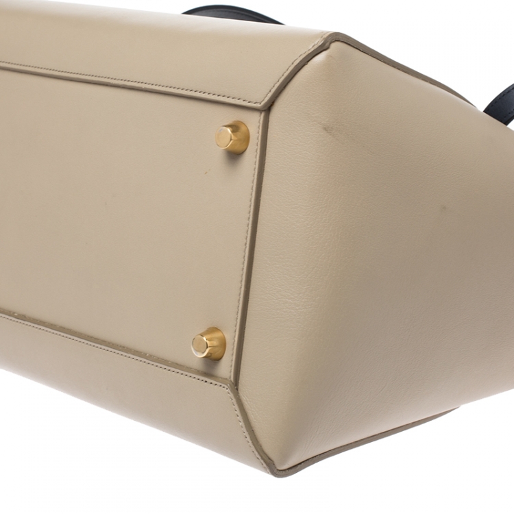 Pre Owned Celine Beige/Burgundy Leather Nano Belt Bag