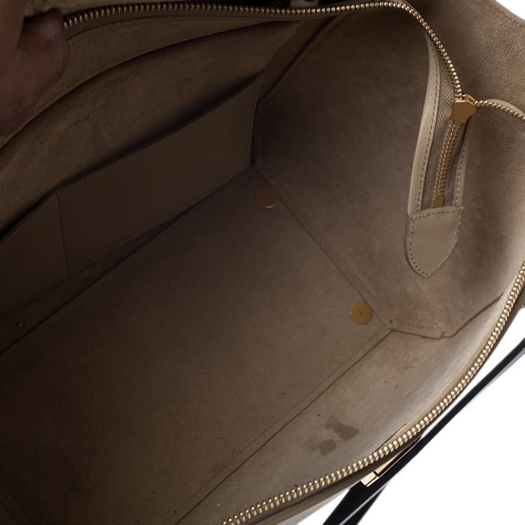Pre Owned Celine Beige/Burgundy Leather Nano Belt Bag