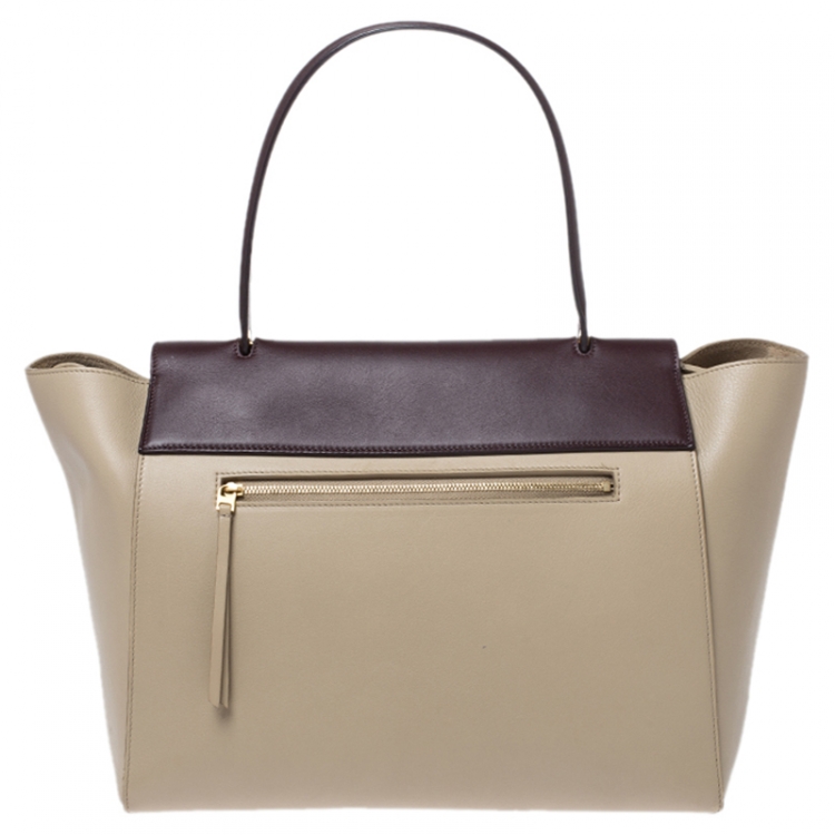 Pre Owned Celine Beige/Burgundy Leather Nano Belt Bag