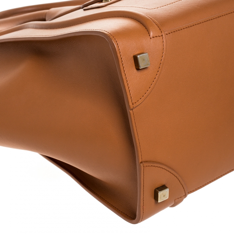 Pre Owned Celine Caramel Brown Leather Mini Luggage Tote