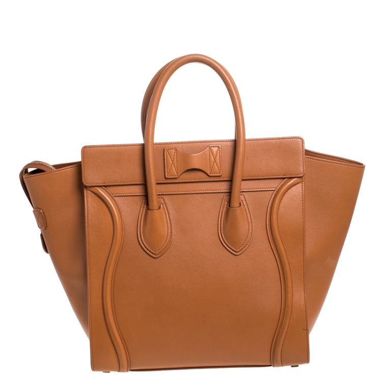 Pre Owned Celine Caramel Brown Leather Mini Luggage Tote