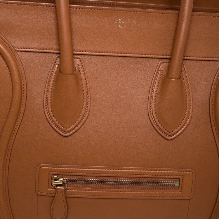 Pre Owned Celine Caramel Brown Leather Mini Luggage Tote
