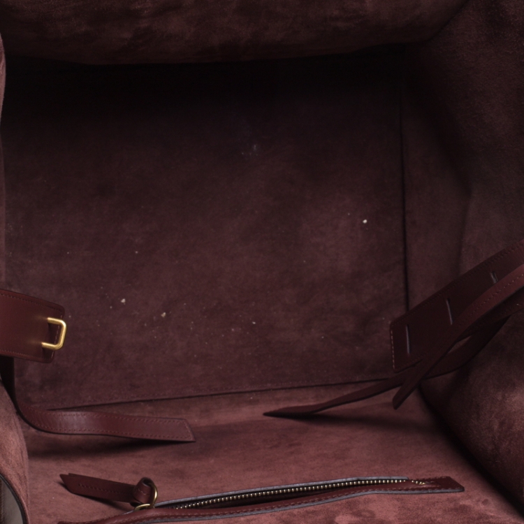 Pre Owned Celine Burgundy Leather Medium Phantom Luggage Tote 