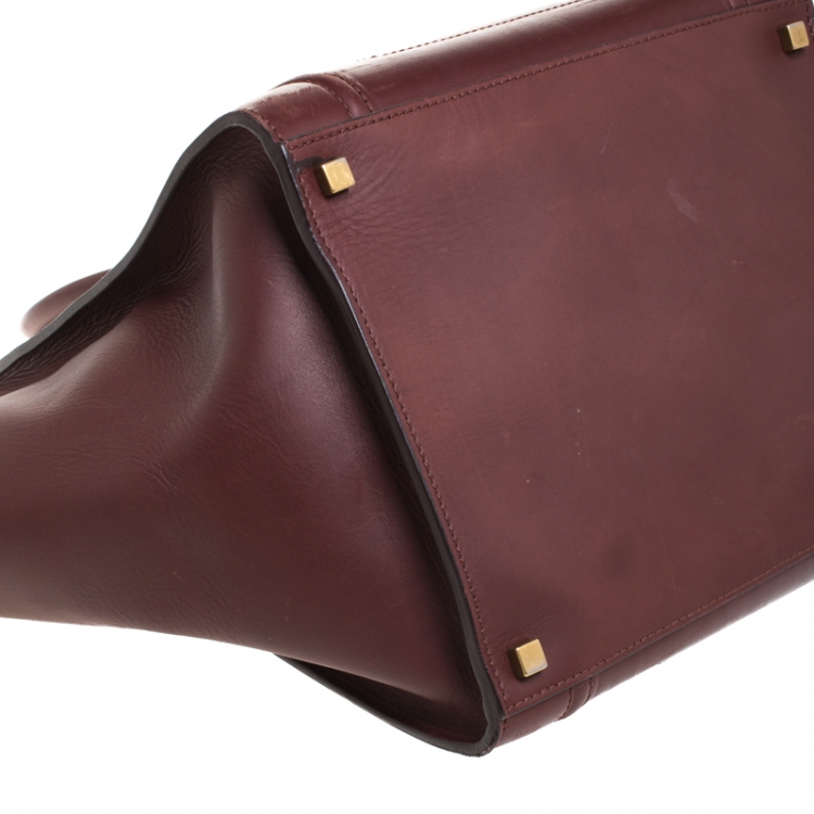 Pre Owned Celine Burgundy Leather Medium Phantom Luggage Tote 