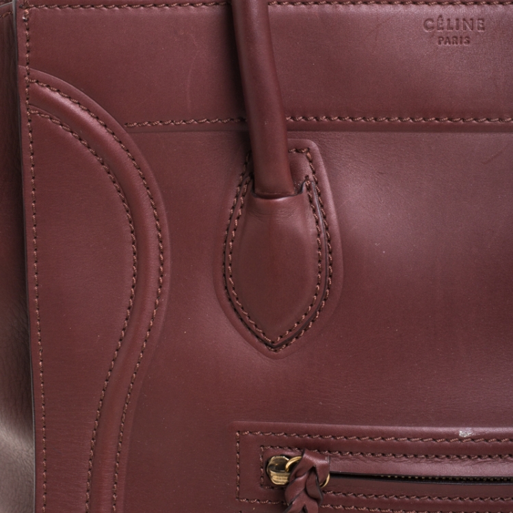 Pre Owned Celine Burgundy Leather Medium Phantom Luggage Tote 