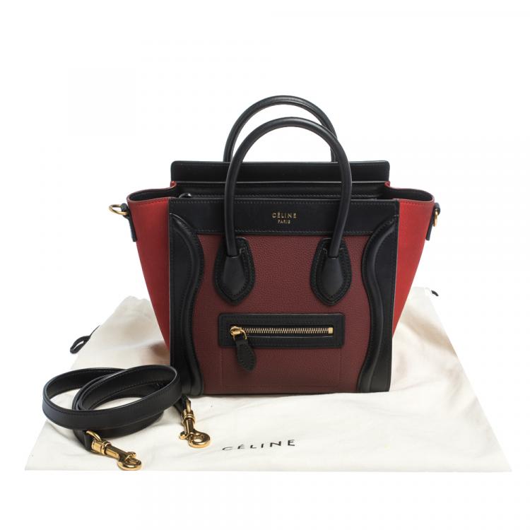 Pre Owned Celine Tricolor Leather Nano Luggage Tote