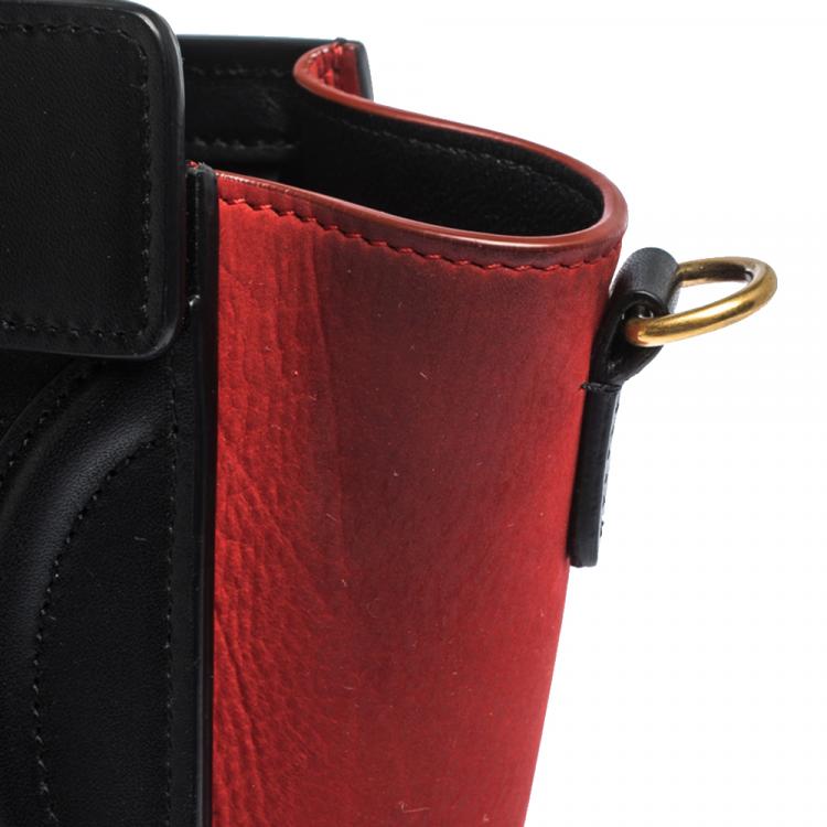 Pre Owned Celine Tricolor Leather Nano Luggage Tote