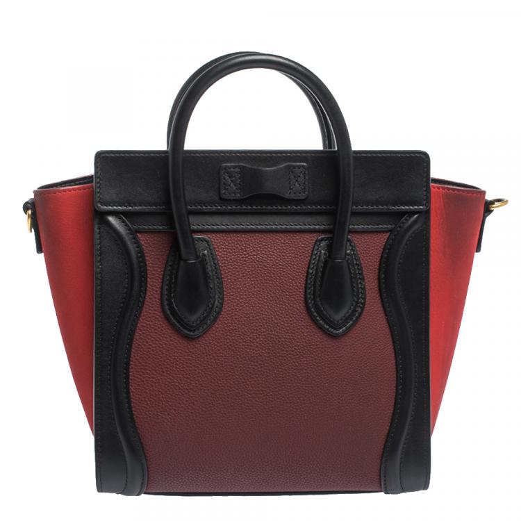 Pre Owned Celine Tricolor Leather Nano Luggage Tote