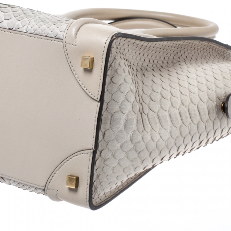 Pre Owned Celine Grey Python and Leather Mini Luggage Tote