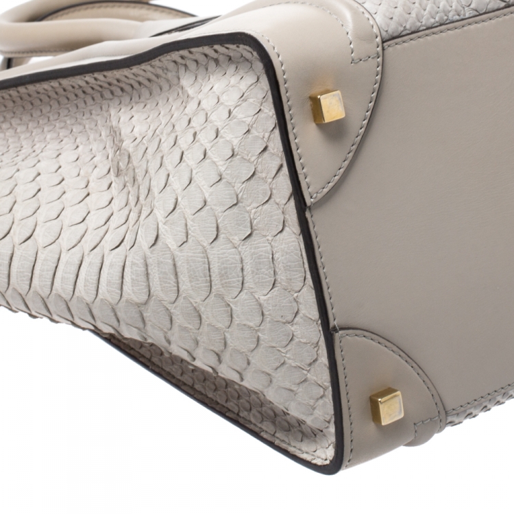 Pre Owned Celine Grey Python and Leather Mini Luggage Tote