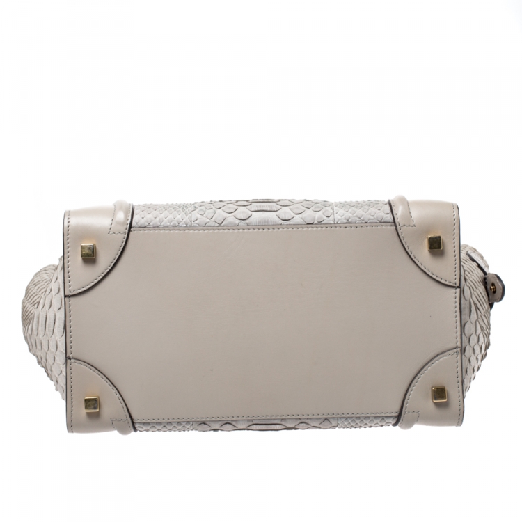Pre Owned Celine Grey Python and Leather Mini Luggage Tote