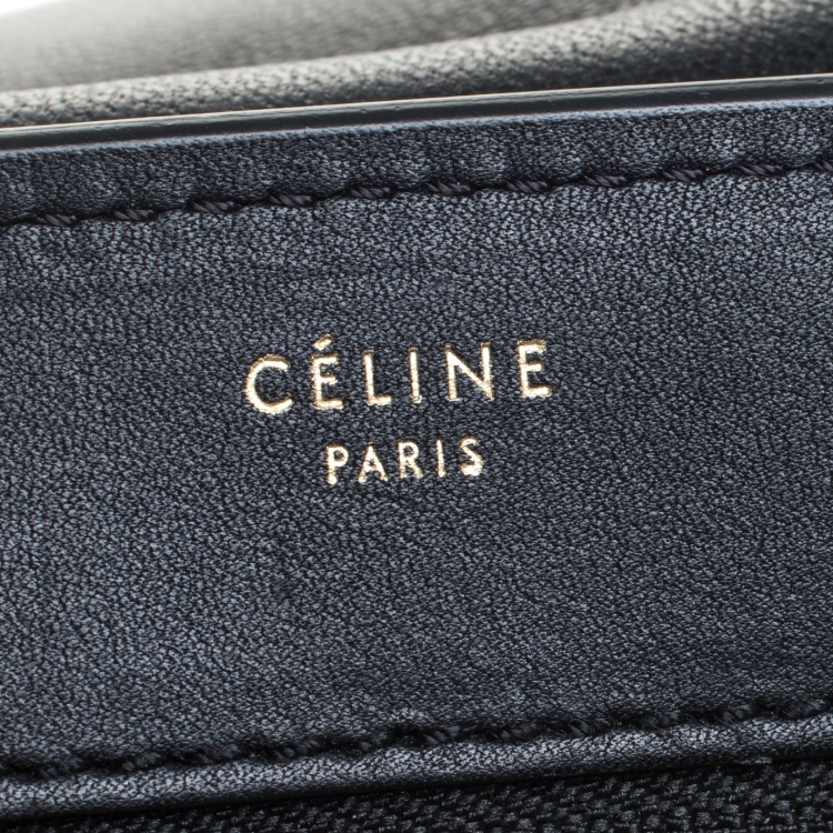 Pre Owned Celine Black Croc Embossed Leather and Suede Medium Trapeze Bag