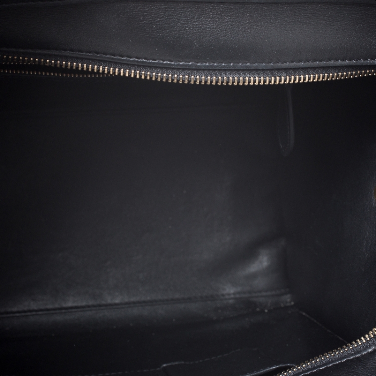 Pre Owned Celine Tri Color Leather and Suede Mini Luggage Tote