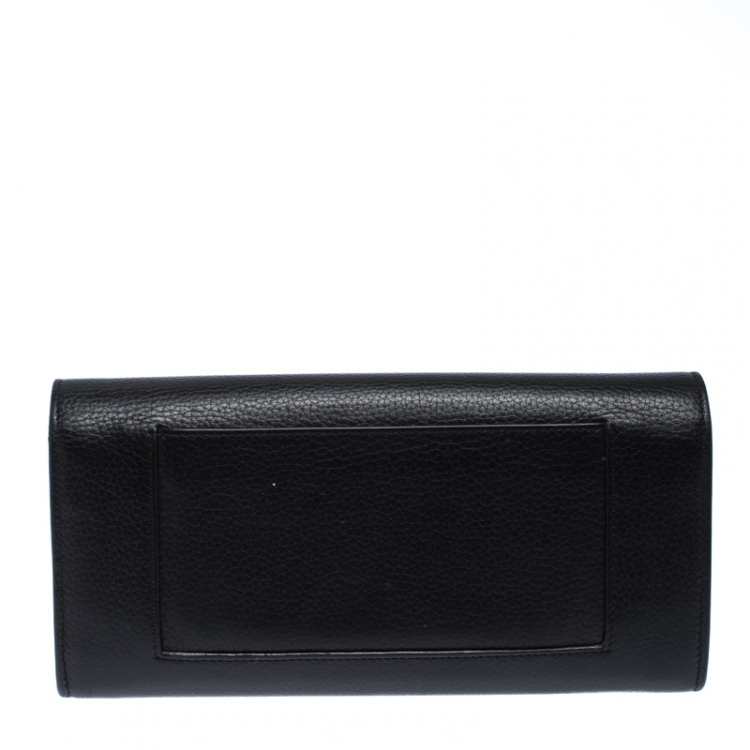 Pre Owned Celine Black Leather Large Multifunction Flap Wallet
