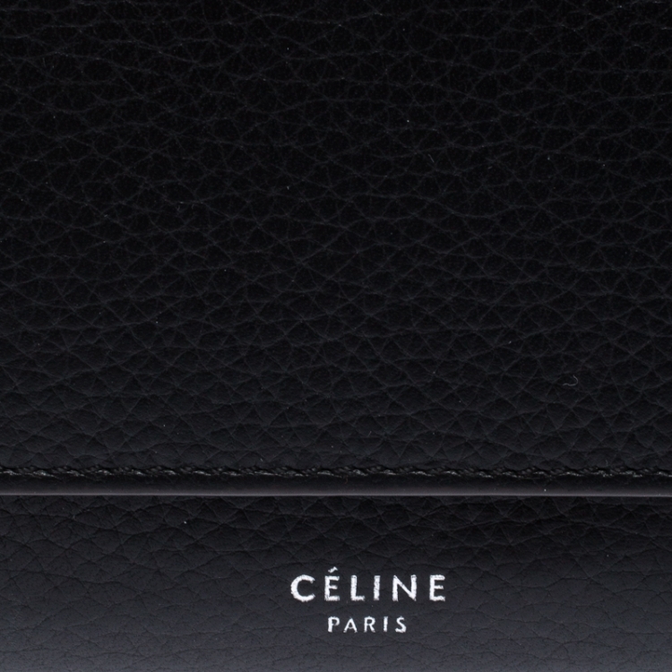 Pre Owned Celine Black Leather Large Multifunction Flap Wallet