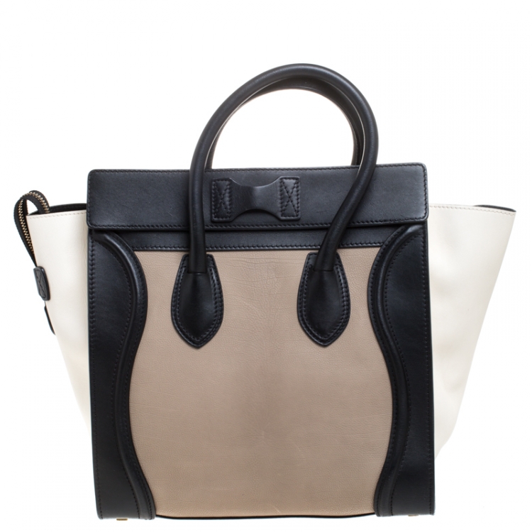 Pre Owned Celine Tricolor Leather Mini Luggage Tote