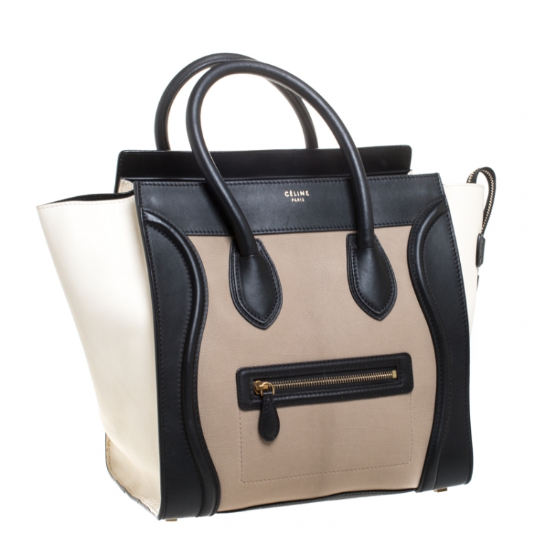 Pre Owned Celine Tricolor Leather Mini Luggage Tote