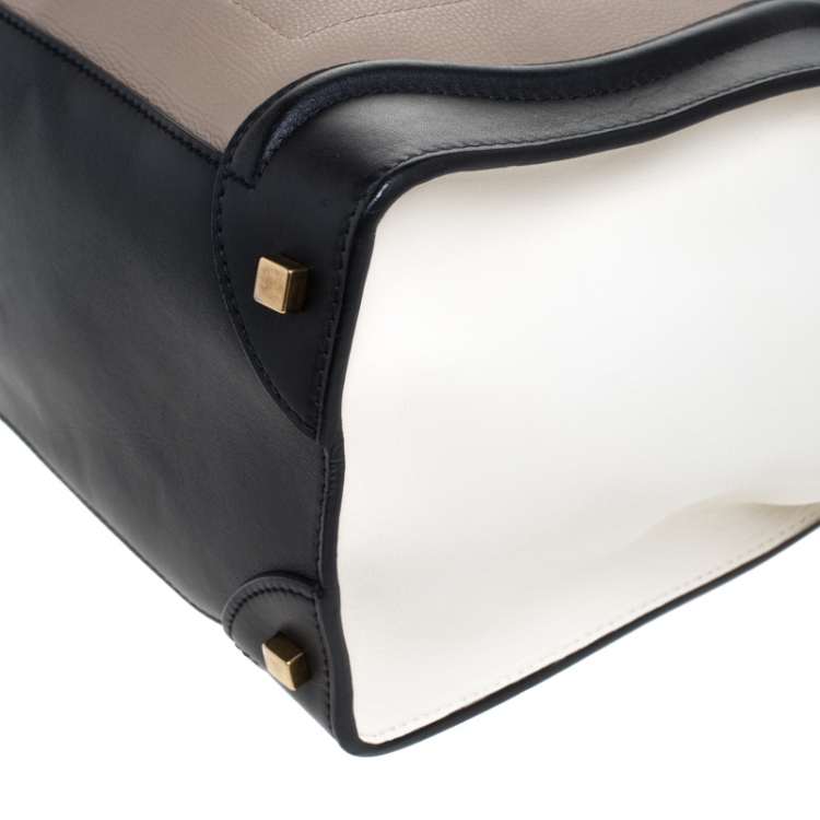 Pre Owned Celine Tricolor Leather Mini Luggage Tote