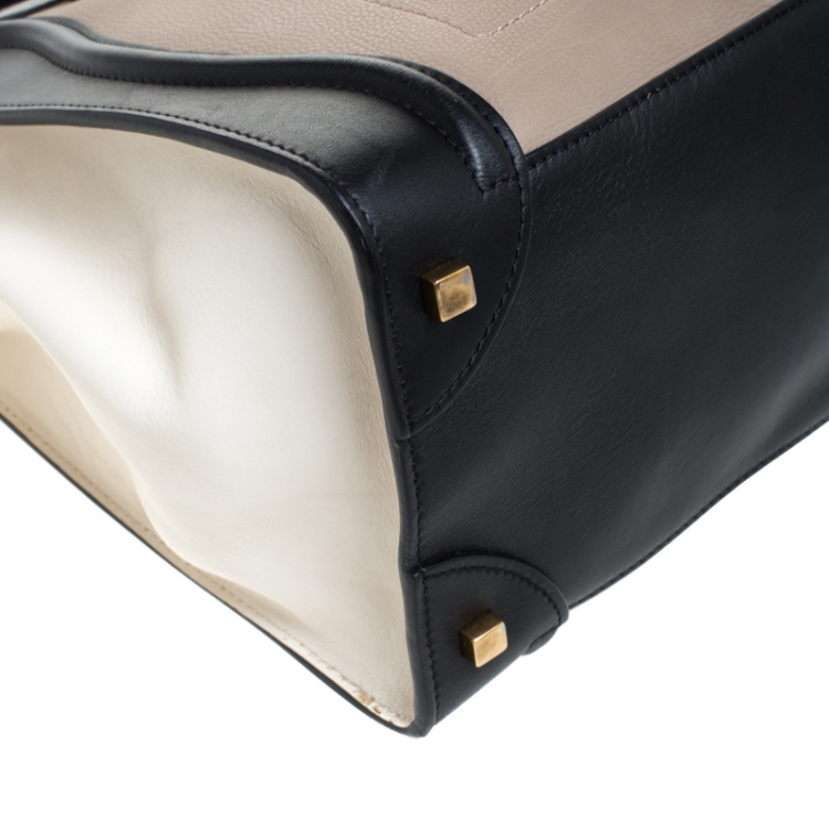 Pre Owned Celine Tricolor Leather Mini Luggage Tote