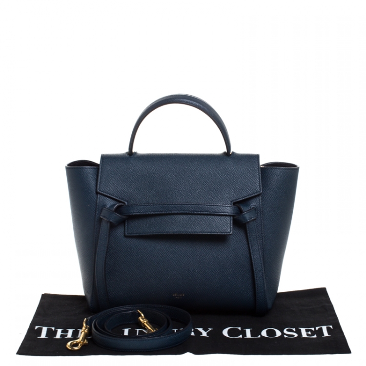 Pre Owned Celine Navy Blue Leather Belt Bag 