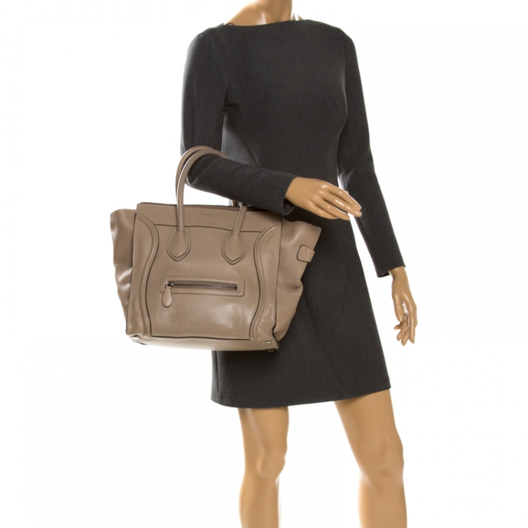 Pre Owned Celine Beige Leather Mini Luggage Tote