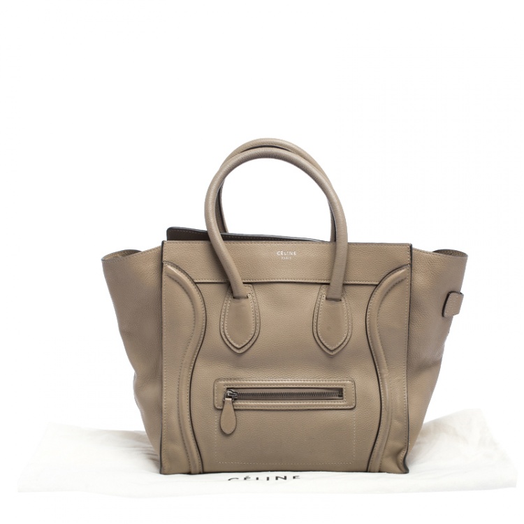 Pre Owned Celine Beige Leather Mini Luggage Tote
