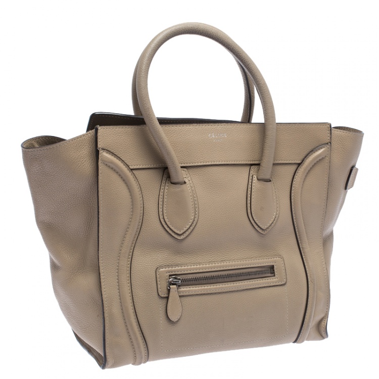 Pre Owned Celine Beige Leather Mini Luggage Tote