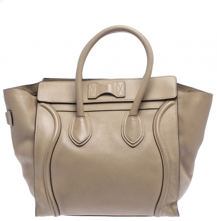 Pre Owned Celine Beige Leather Mini Luggage Tote