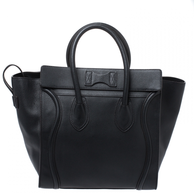 Pre Owned Celine Black Leather Mini Luggage Tote
